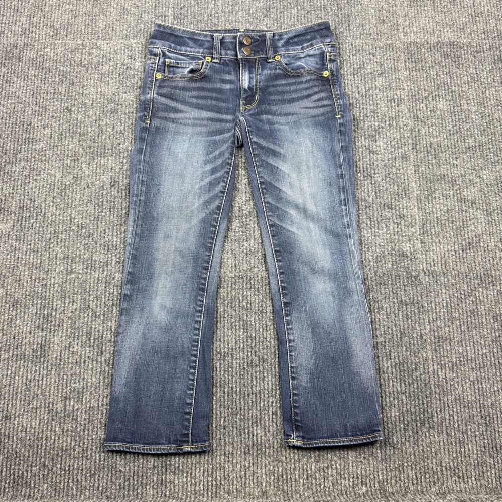American Eagle Artist Crop Jeans Womens 0 Super Stretch Dark Wash Blue 9167